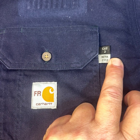Carhartt FR Flame Resistant Work Shirt Navy Blue Size Large Style 294 20 Cat 2 - Picture 9 of 13